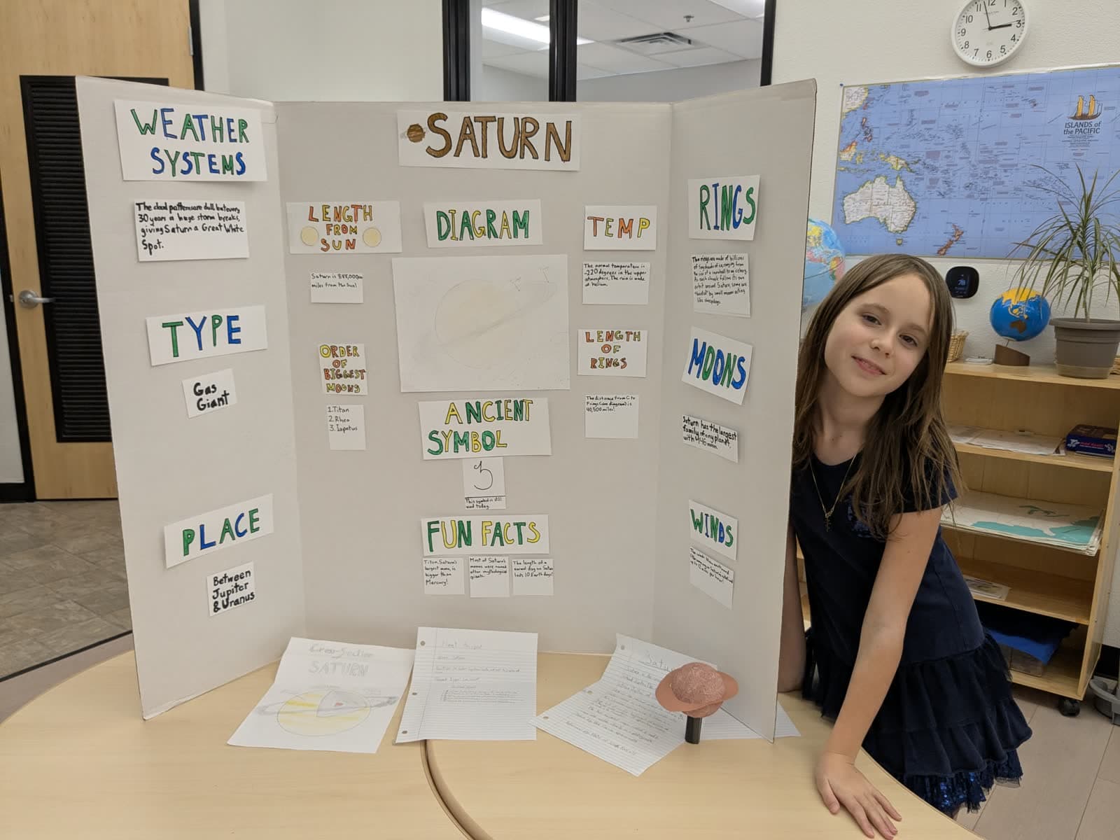A student presenting her science board